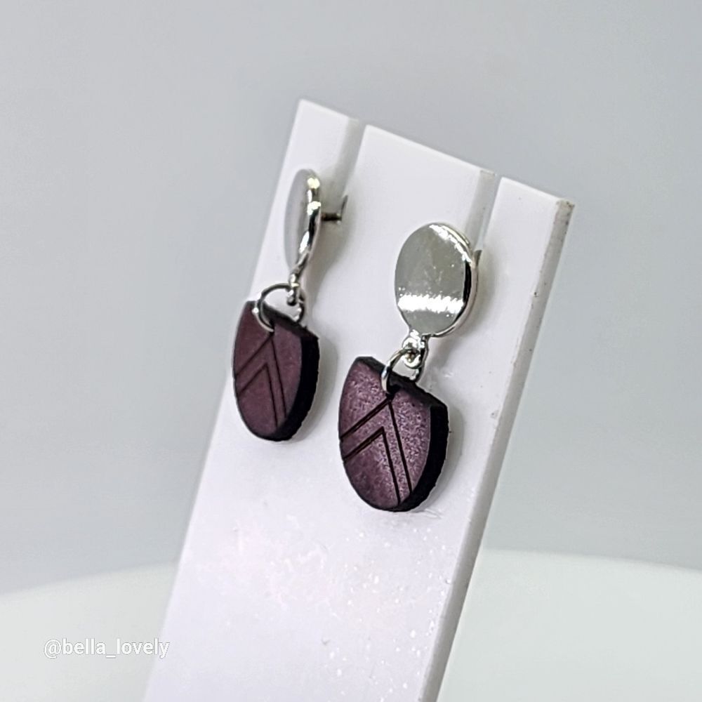 Petite Handmade Leather Stamped Tree Tribal Stud Drop Dangle Earrings 1"